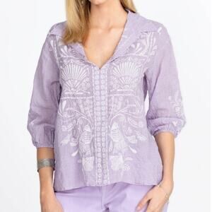 Johnny Was Orla Wander Embroidered Blouse Size XS